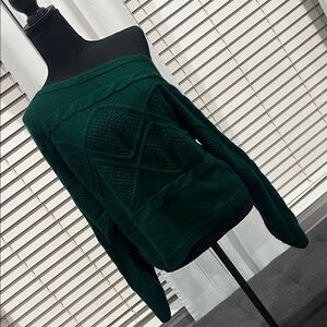 Hunter Green Off-Shoulder Sweater